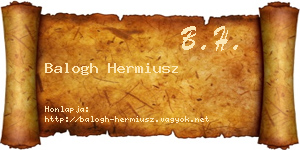 Balogh Hermiusz névjegykártya
